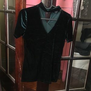 Green, v-neck top
